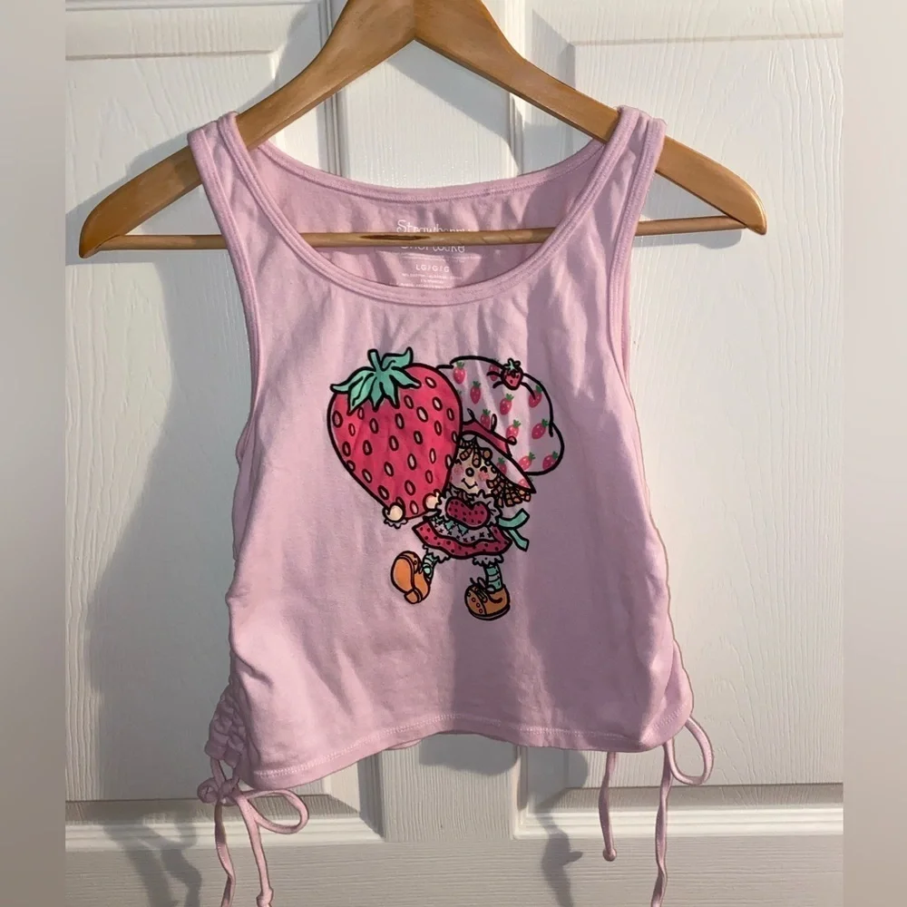 Strawberry Shortcake Pink Cropped Tank Top, Summer, Y2K - Picture 3 of 7